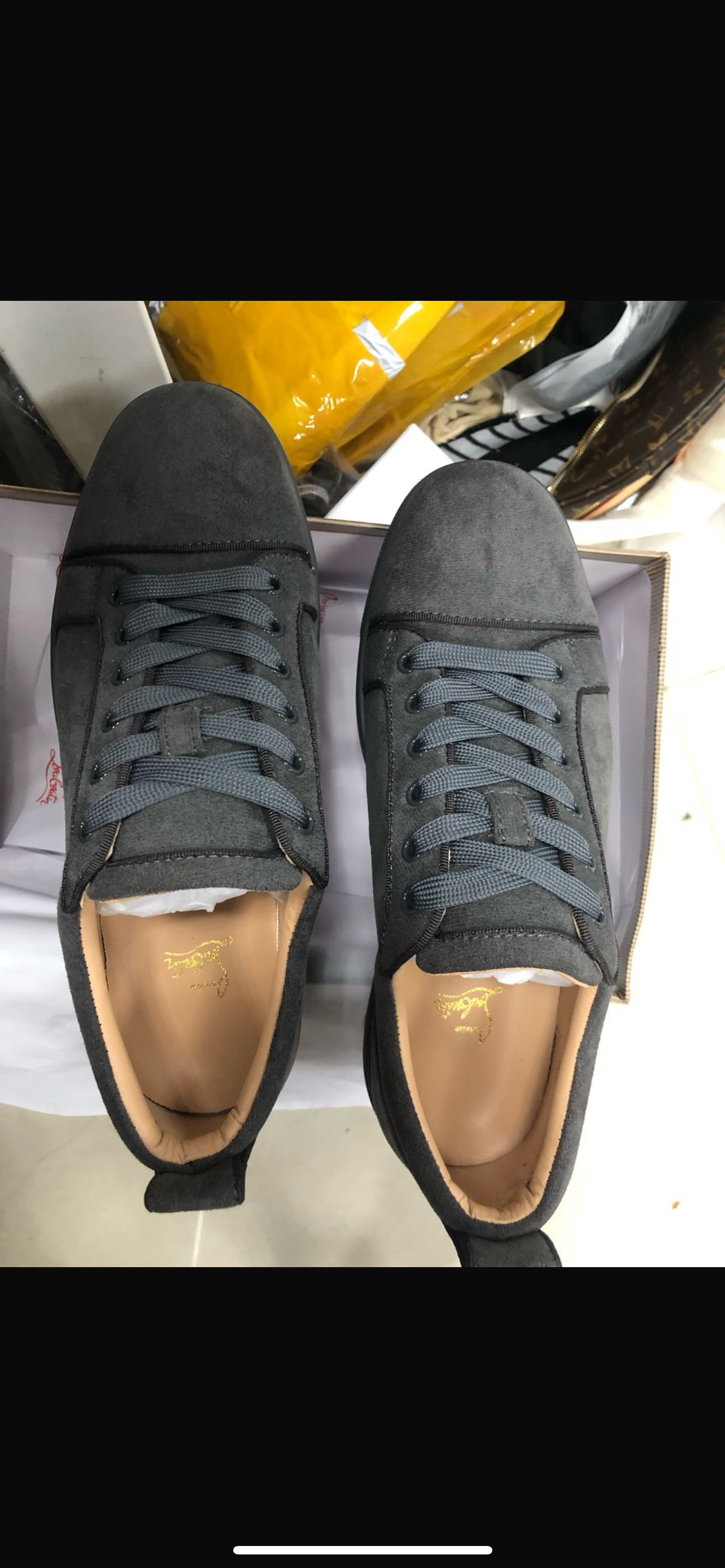 Red soles grey
